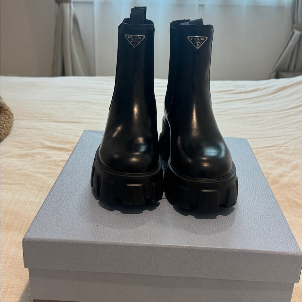 Prada Black Ankle Boots with Chunky Sole- Worn once! - Picture 2 of 5